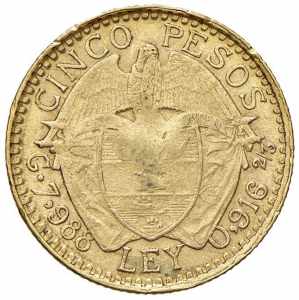  COLOMBIA 5 Pesos 1913 - Fr. 110 AU (g 7,99)