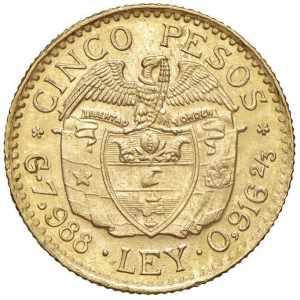  COLOMBIA 5 Pesos 1924 - Fr. 115 AU (g 7,99) ... 