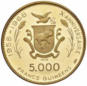  GUINEA 5.000 Franchi 1970 Touthankhamon - ... 