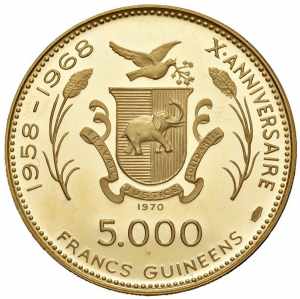  GUINEA 5.000 Franchi 1970 Cleopatra - Fr. ... 