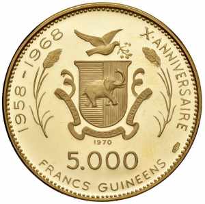  GUINEA 5.000 Franchi 1970 Chephren - Fr. 9 ... 