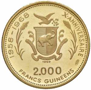  GUINEA 2.000 Franchi 1969 Apollo - Fr. 3 AU ... 