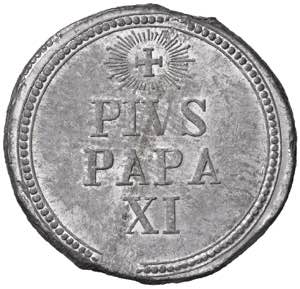 Pio XI (1922-1939) Bolla - PB (g 87,18 - Ø ... 