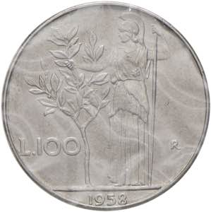 REPUBBLICA ITALIANA (1946-) 100 Lire 1958 - ... 