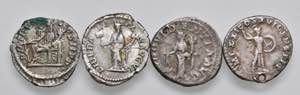 Lotto di quattro denari imperiali, uno forato