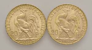 FRANCIA 20 Franchi 1908 e 1914 - AU (g 6,44 ... 