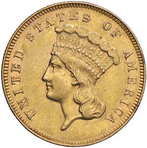 USA 3 Dollari 1866 - AU ... 