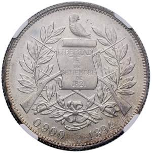 GUATEMALA Peso 1894 - KM 210 AG In SLAB NGC ... 