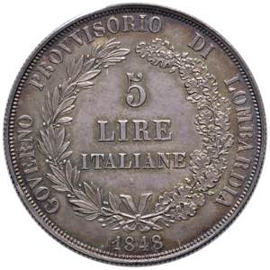 MILANO Governo provvisorio (1848) 5 Lire ... 