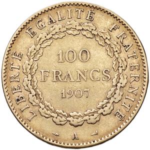 FRANCIA 100 Franchi 1907 - AU (g 31,93)