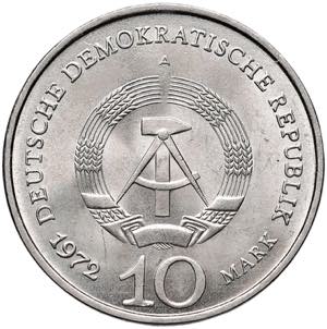 GERMANIA DDR 10 Marchi 1972 - Cu-Ni (g 12,01)