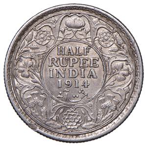 INDIA Giorgio V (1910-1936) Mezza rupia 1914 ... 