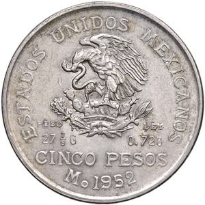 MESSICO 5 Pesos 1952 - KM 467 AG (g 27,81)