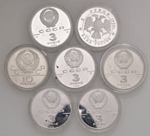 RUSSIA Lotto di sette monete commemorative ... 