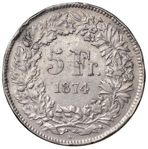 SVIZZERA Confederazione - 5 Franchi 1874 - ... 