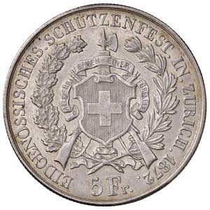 SVIZZERA Tiri federali - 5 Franchi 1872 ... 