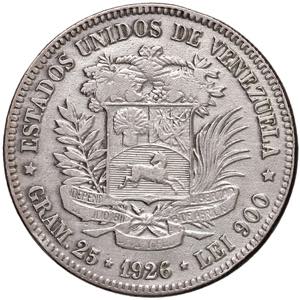 VENEZUELA 5 Bolivares 1926 - KM 24 AG (g ... 