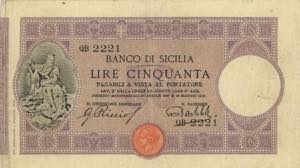 Banco di Sicilia 50 Lire ... 