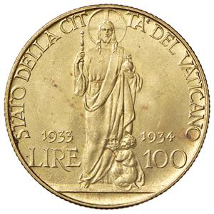 Pio XI (1922-1939) 100 Lire 1933-1934 - ... 