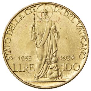 Pio XI (1922-1939) 100 Lire 1933-34 Giubileo ... 