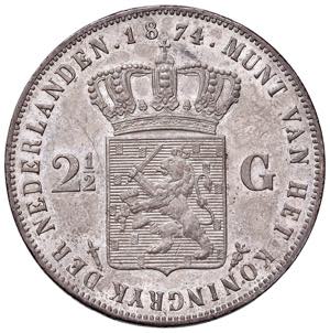 OLANDA Guglielmo III (1849-1890) 2,5 Gulden ... 