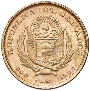 EL SALVADOR 5 Pesos 1892 - KM 117 AU (g ... 