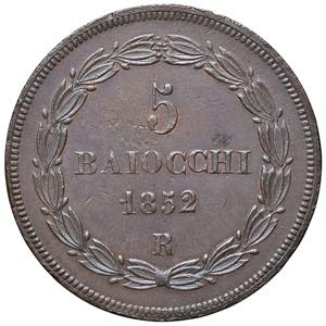 Pio IX (1846-1878) 5 Baiocchi 1852 A. VII - ... 