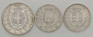 Lotto di tre monete: 2 Lire 1863 N, lira ... 