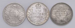 INDIA Lotto di tre rupie 1907, 1912, 1943