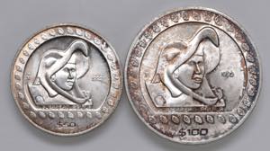 MESSICO 100 e 50 Pesos 1992 - AG (g 31,11 + ... 
