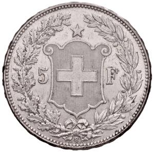 SVIZZERA 5 Franchi 1908 - KM 34 AG ... 