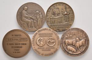 Lotto di cinque medaglie recenti in bronzo ... 