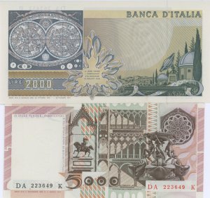 Banca d’Italia - Lotto di due banconote ... 