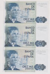 SPAGNA lotto di 3 banconote da 10000 Pesetas ... 