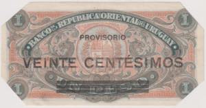 URUGUAY banconota da 20 Centesimos su 1 ... 