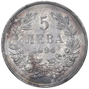 BULGARIA Ferdinando I (1887-1908) 5 Leva ... 