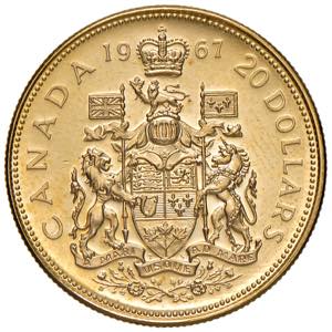 CANADA 20 Dollari 1967 - Fr. 5 AU (g 18,33)