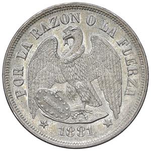 CILE Peso 1881 - AG (g 25,00) Macchie ... 
