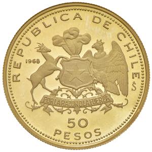 CILE 50 Pesos 1968 - Fr. 60 AU (g 10,05)