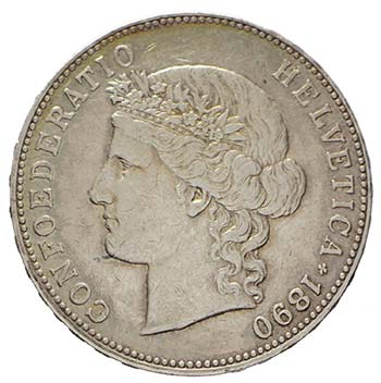 Svizzera - 5 franchi Berna 1890 ... 