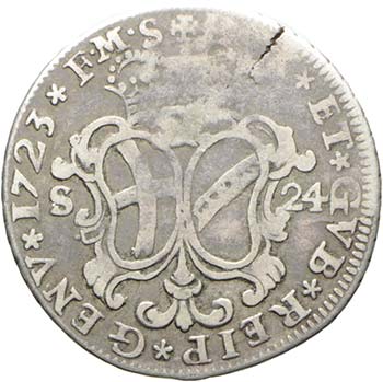 Genova. 24 soldi 1723, due scudi ... 