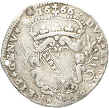Genova. 4 reales 1666, scudo ... 