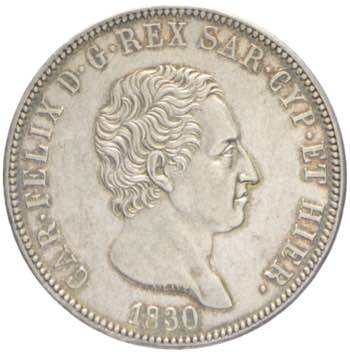 Carlo Felice - 5 lire 1830 Genova ... 