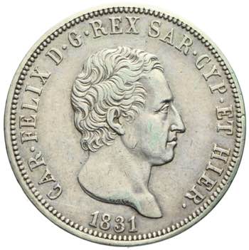Carlo Felice - 5 lire 1831 Torino ... 