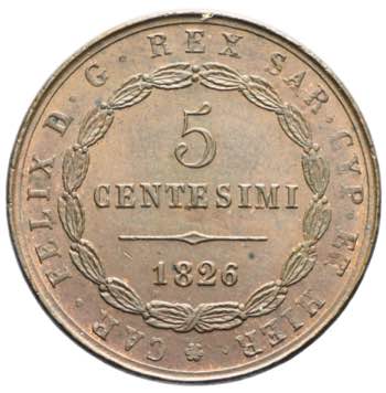 Carlo Felice - 5 centesimi 1826 ... 