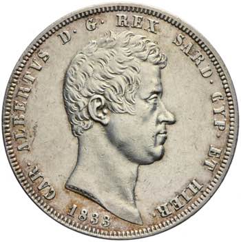 Carlo Alberto - 5 lire 1833 Genova ... 