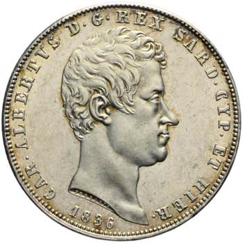 Carlo Alberto - 5 lire 1836 Torino ... 