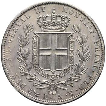 Carlo Alberto - 5 lire 1836 Genova ... 