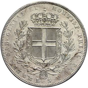 Carlo Alberto - 5 lire 1838 Genova ... 