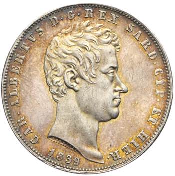 Carlo Alberto - 5 lire 1839 Genova ... 